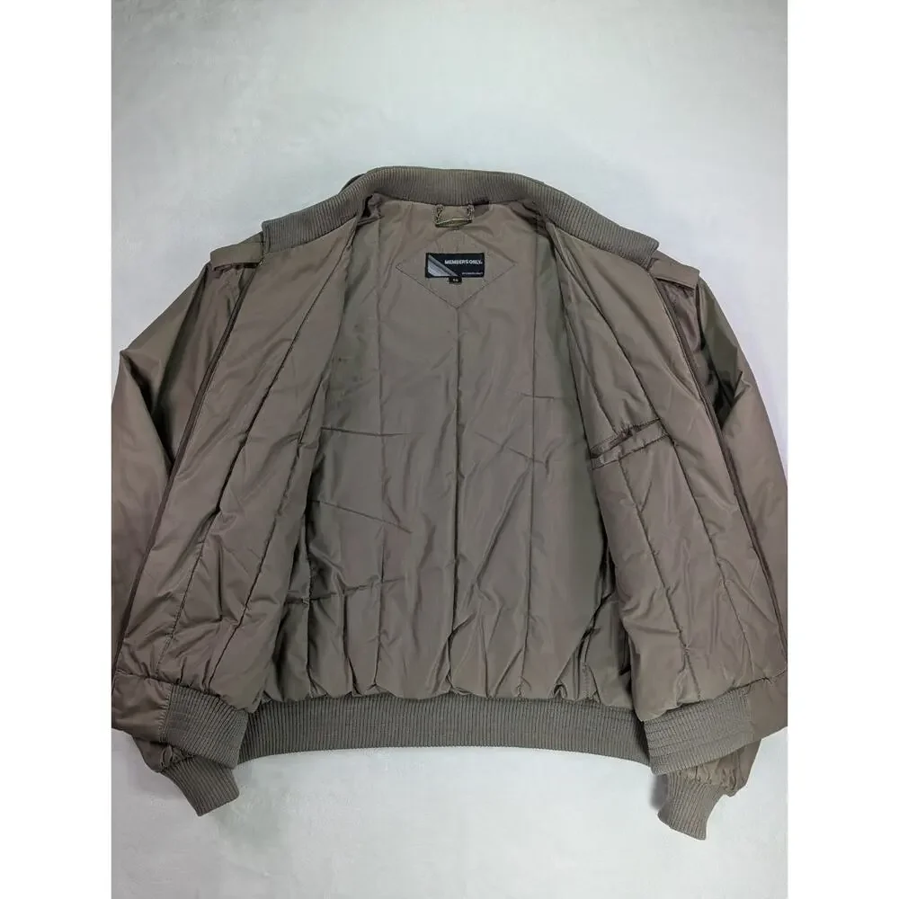 VTG 80s Members Only Iconic Racer Jacket Mens 46 XL Quilted Insulated Beige